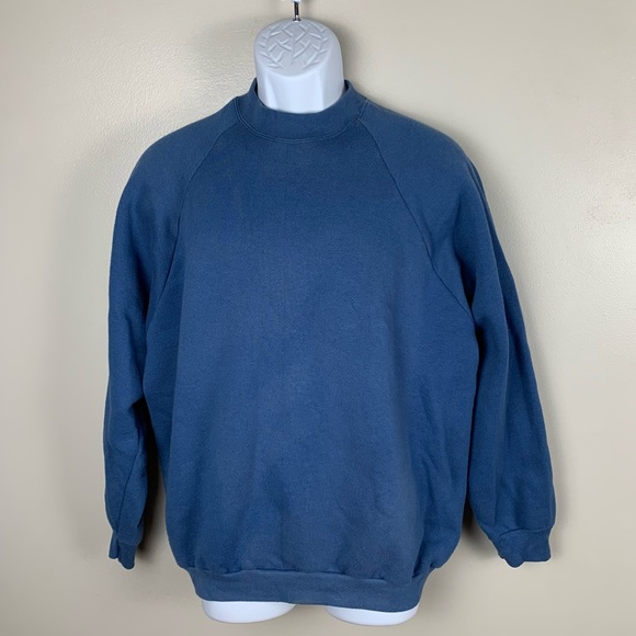 Vintage Fruit of the Loom Casualwear Sweatshirt Blank Mens XL USA Medium Blue - Picture 1 of 8